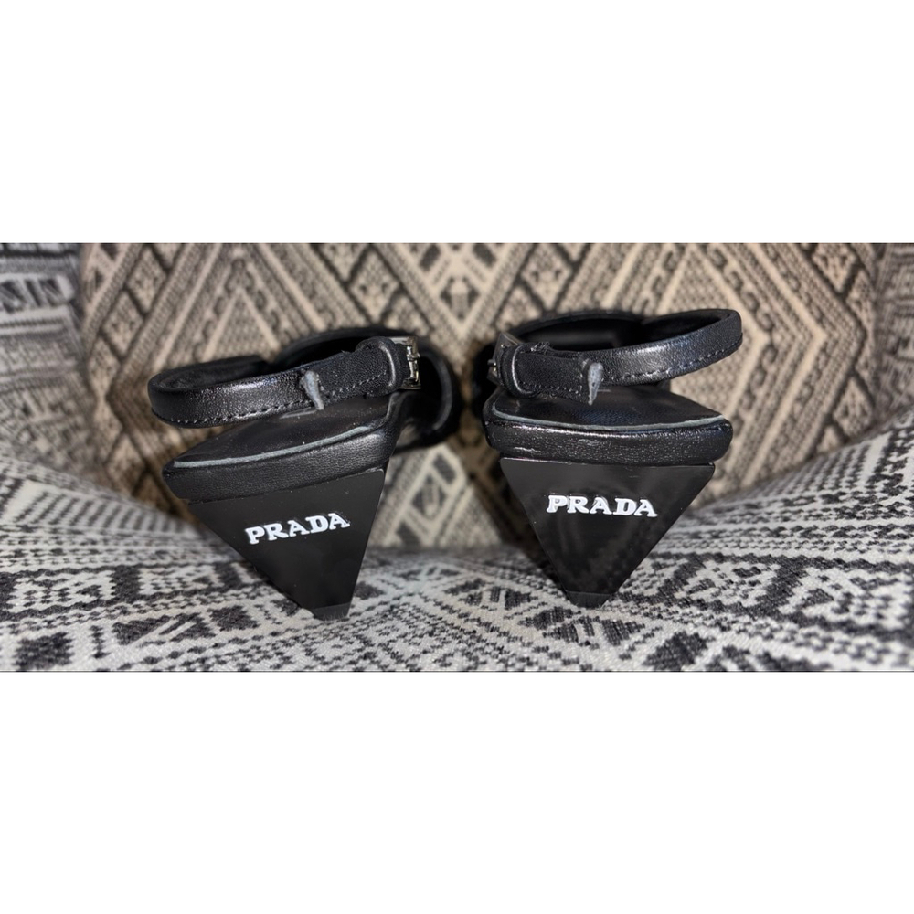 RARE Prada Authentic Quiet Luxury Black Nappa Leather Heels Slingback EU36 US6 - Picture 6 of 8